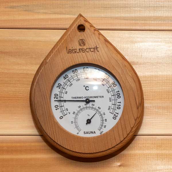 Cedar Sauna Wall Thermometer with Hygrometer Analog Brass Finish