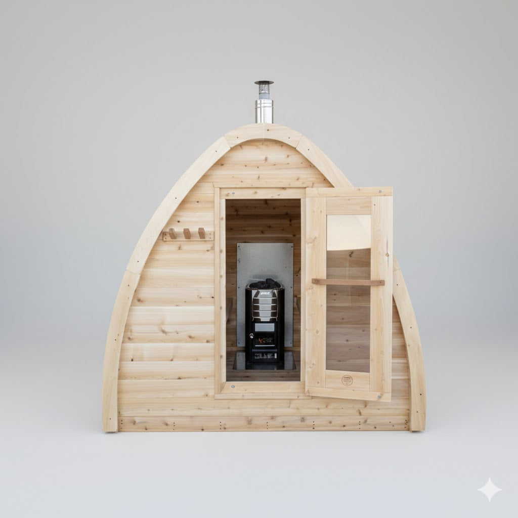 Solid Cedar MiniPOD Outdoor Sauna – Compact Handcrafted Design