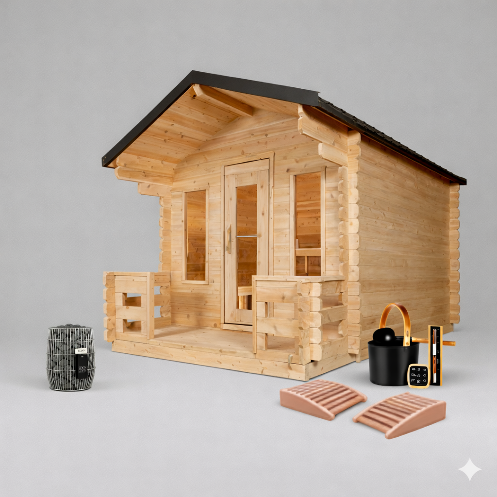 Solid Cedar Georgian Cabin Sauna – Custom-Crafted Outdoor Retreat