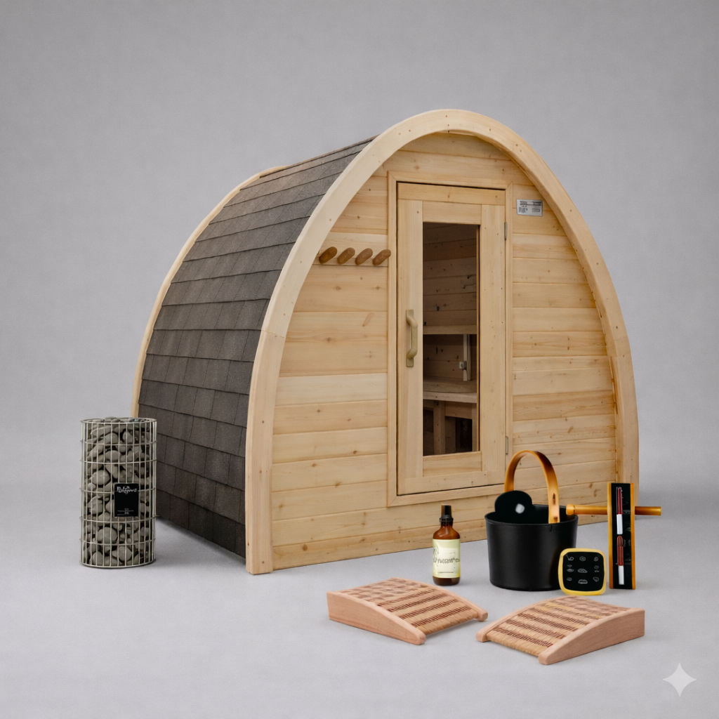 Solid Cedar MiniPOD Outdoor Sauna – Compact Handcrafted Design