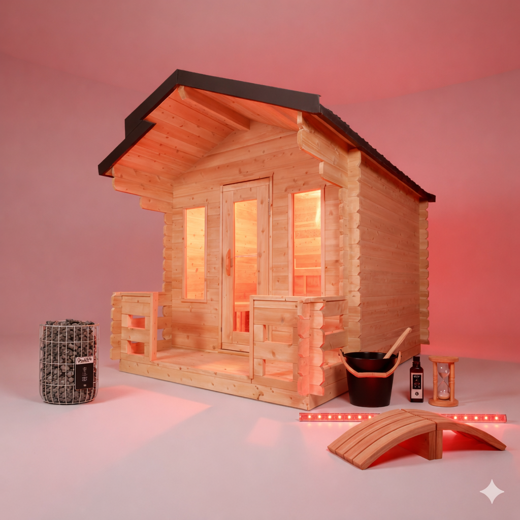 Solid Cedar Georgian Cabin Sauna – Custom-Crafted Outdoor Retreat