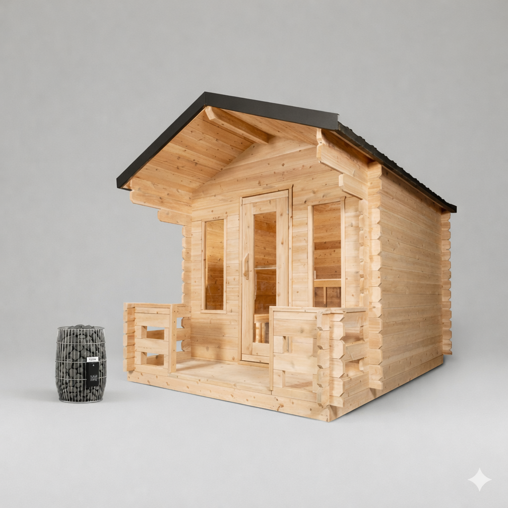 Solid Cedar Georgian Cabin Sauna – Custom-Crafted Outdoor Retreat