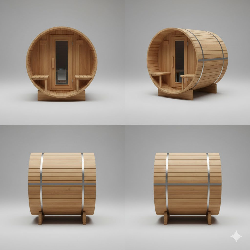 Solid Cedar Barrel Sauna – Traditional Canadian Craftsmanship