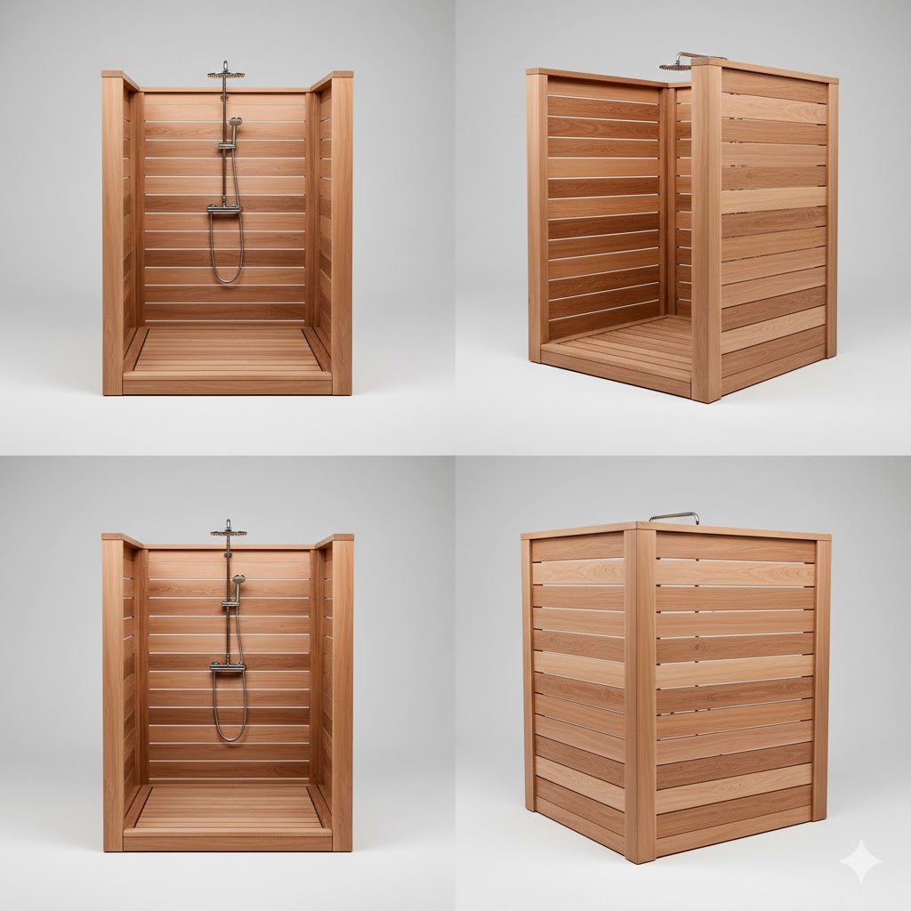 Solid Clear Cedar Outdoor Shower – Handcrafted Spa-Style Rinse Station