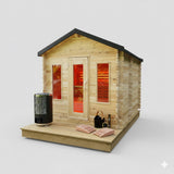 Solid Cedar Georgian Cabin Sauna with Changeroom – Custom Outdoor Spa