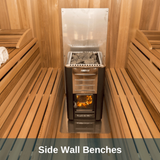 Luxury Outdoor Luna Cedar Sauna: 6-Person Round Barrel Design with Tempered Glass