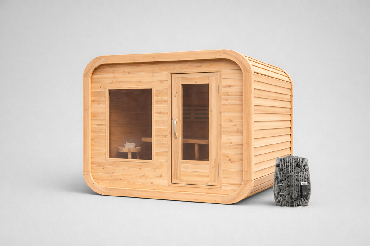 Solid Eastern White Cedar Luna Outdoor Sauna – 2–3 Person Custom Craft