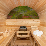 Solid Cedar Serenity Barrel Sauna – Handcrafted Outdoor Wellness