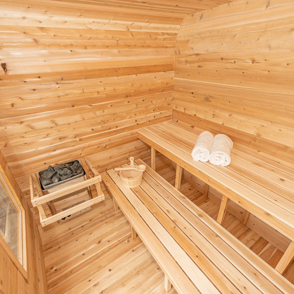 Solid Eastern White Cedar Luna Outdoor Sauna – 2–3 Person Custom Craft