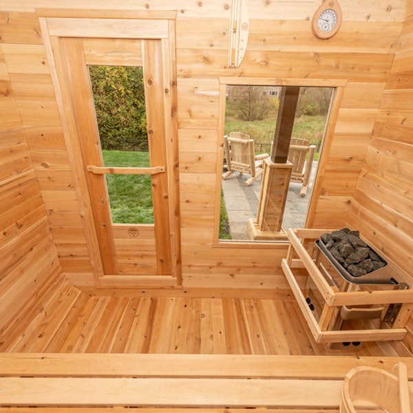 Solid Eastern White Cedar Luna Outdoor Sauna – 2–3 Person Custom Craft