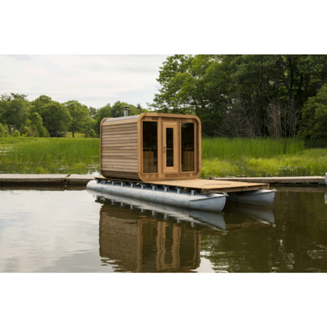 Luxury Outdoor Luna Cedar Sauna: 6-Person Round Barrel Design with Tempered Glass