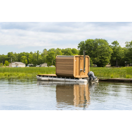 Luxury Outdoor Luna Cedar Sauna: 6-Person Round Barrel Design with Tempered Glass