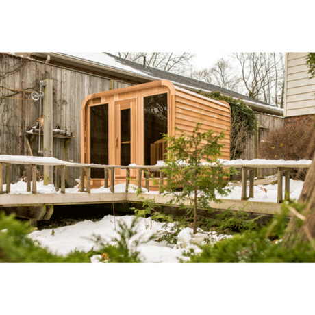 Luxury Outdoor Luna Cedar Sauna: 6-Person Round Barrel Design with Tempered Glass