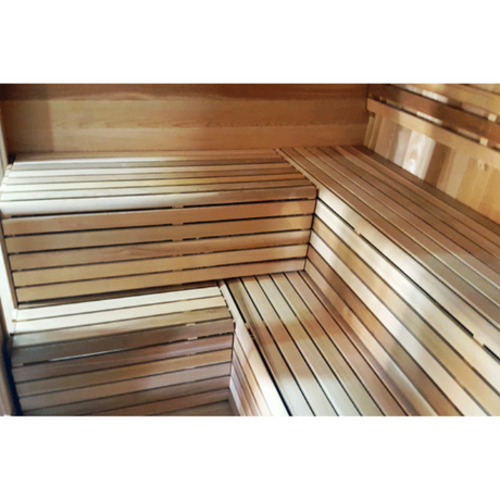 Luxury Outdoor Luna Cedar Sauna: 6-Person Round Barrel Design with Tempered Glass