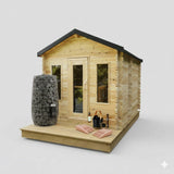 Solid Cedar Georgian Cabin Sauna with Changeroom – Custom Outdoor Spa