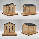 Solid Cedar Georgian Cabin Sauna with Changeroom – Custom Outdoor Spa