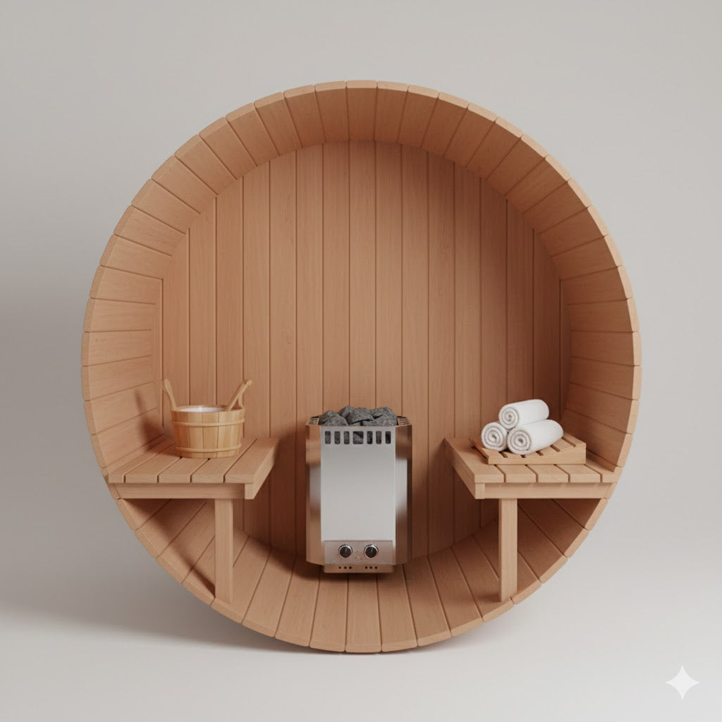 Solid Cedar Barrel Sauna – Traditional Canadian Craftsmanship