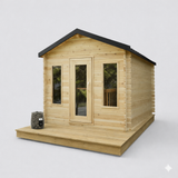 Solid Cedar Georgian Cabin Sauna with Changeroom – Custom Outdoor Spa