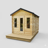 Solid Cedar Georgian Cabin Sauna with Changeroom – Custom Outdoor Spa