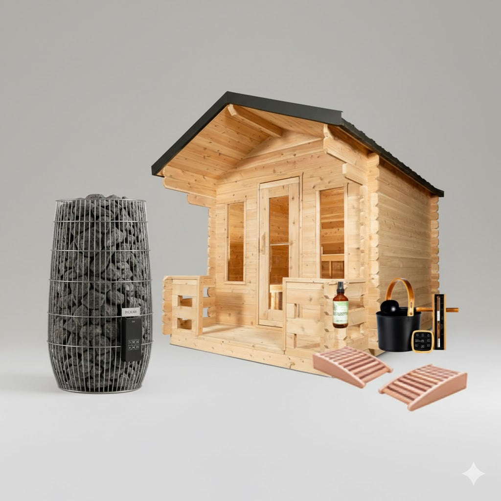 Solid Cedar Georgian Cabin Sauna – Custom-Crafted Outdoor Retreat