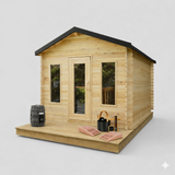 Solid Cedar Georgian Cabin Sauna with Changeroom – Custom Outdoor Spa