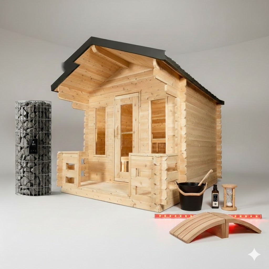 Solid Cedar Georgian Cabin Sauna – Custom-Crafted Outdoor Retreat