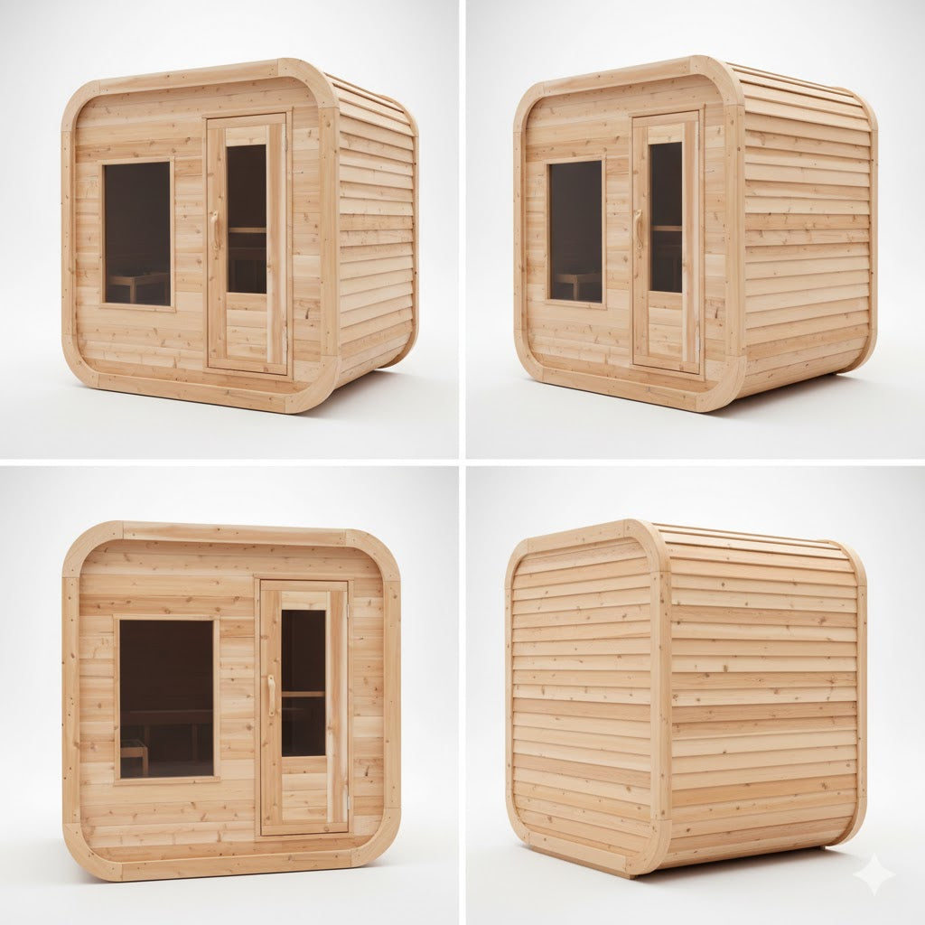 Solid Eastern White Cedar Luna Outdoor Sauna – 2–3 Person Custom Craft