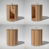 Solid Cedar Barrel Outdoor Shower – Handcrafted Pool & Spa Rinse