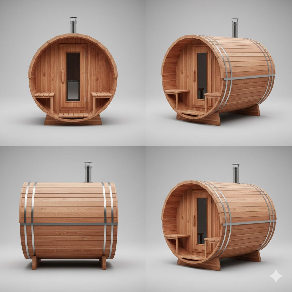 Solid Cedar Barrel Sauna – Traditional Canadian Craftsmanship